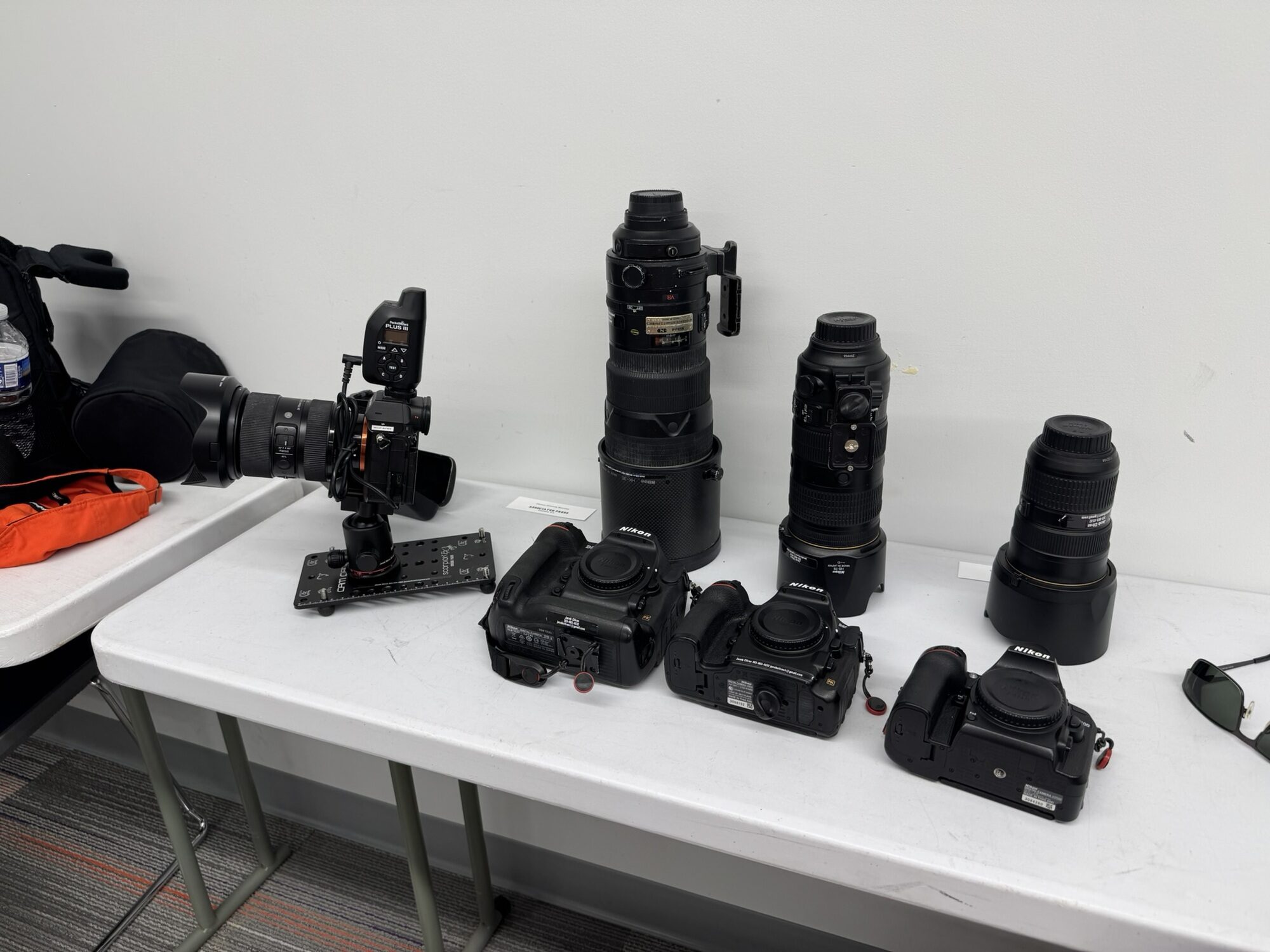 Jacob Citron's camera gear packed for a Clemson Tigers football game