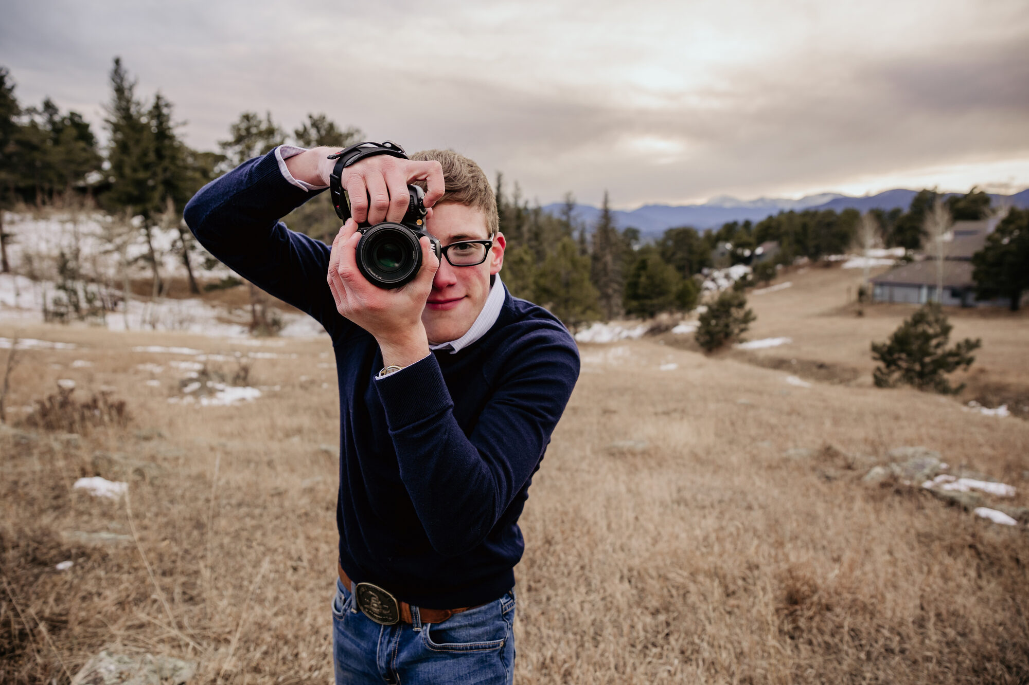 Jacob Citron photographing the photographer - high school senior photos, 2023